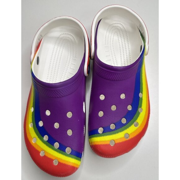Crocs Classic Rainbow Dye Graphic Slip Resistant Clogs Size Men 10 Women’s 12 - Picture 12 of 12